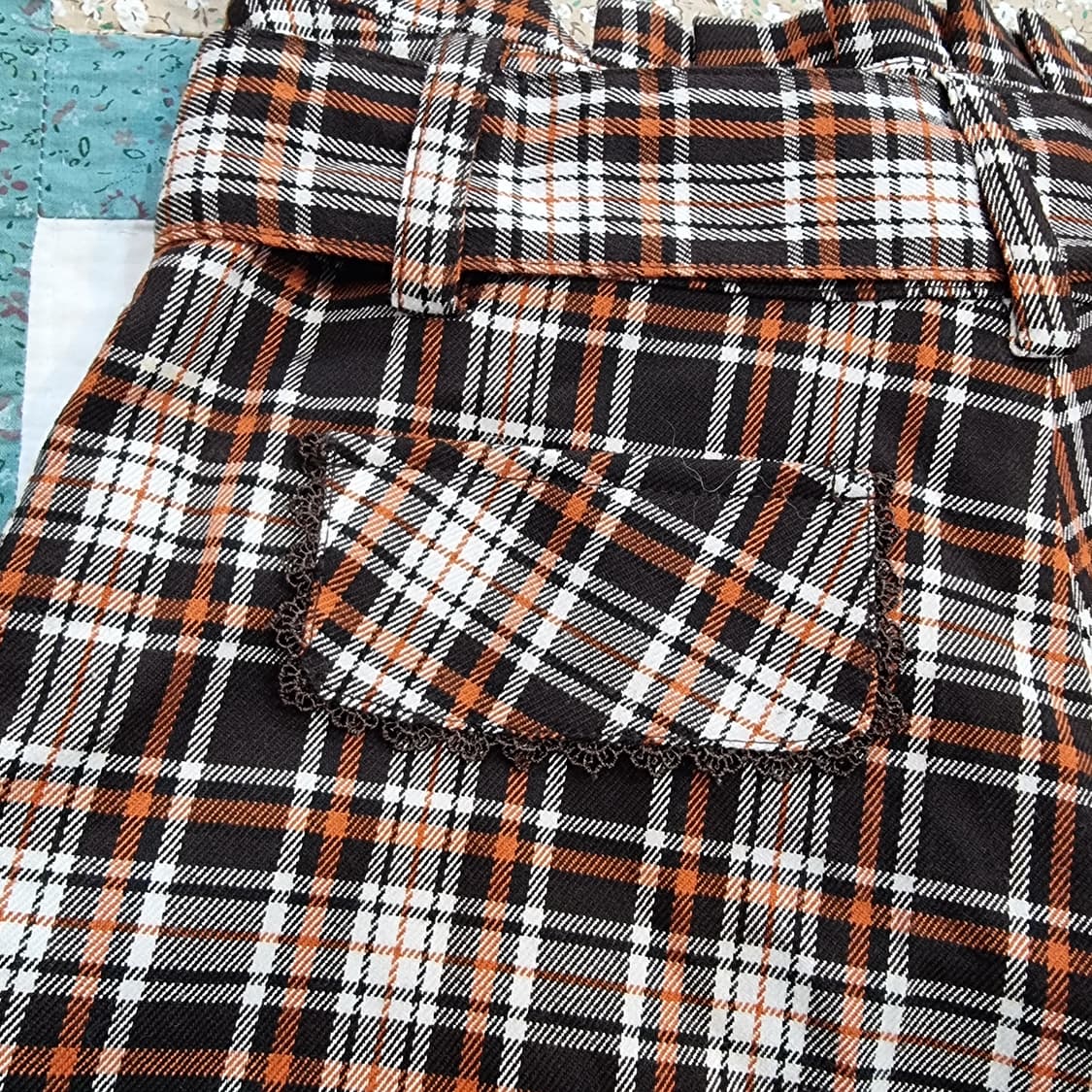 하이웨스트 체크 골드버튼 리본 쇼츠 상품이미지4