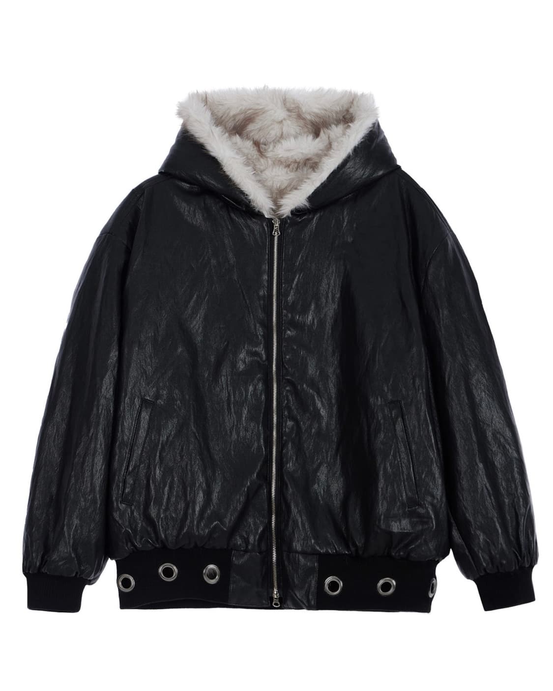 Eyelet Reversible Fur Leather Jacket 상품이미지5