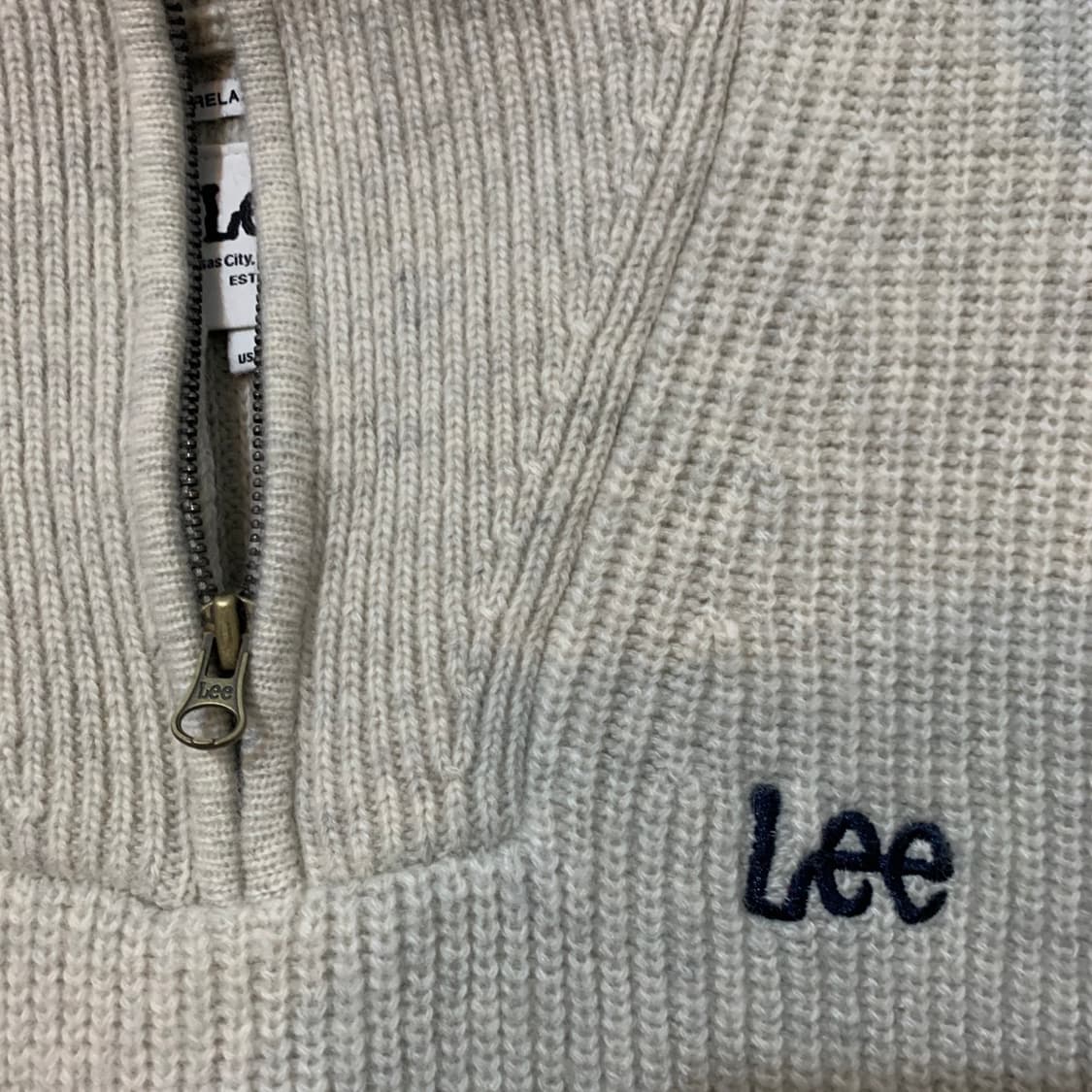 S LEE 리 쿼터 하프 반집업 오트밀 니트 상품이미지5