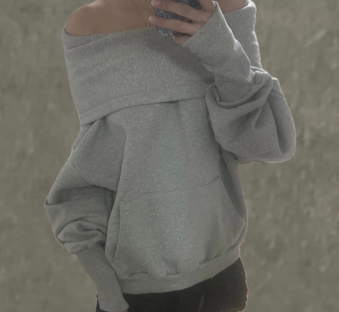 오프숄더 기모 후드티 상품이미지2