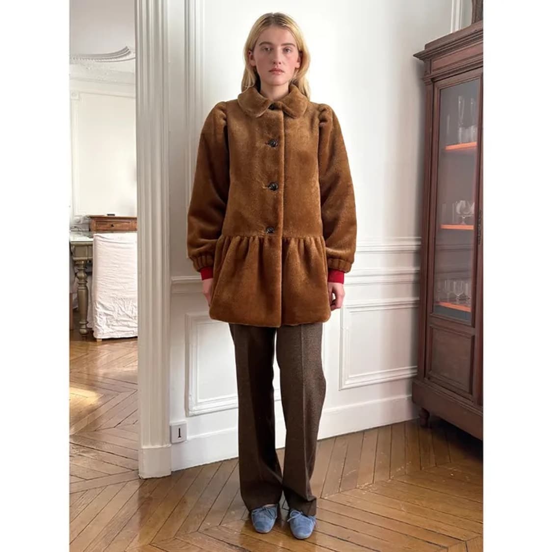 시눈 러플 시어링 퍼코트 상품이미지4