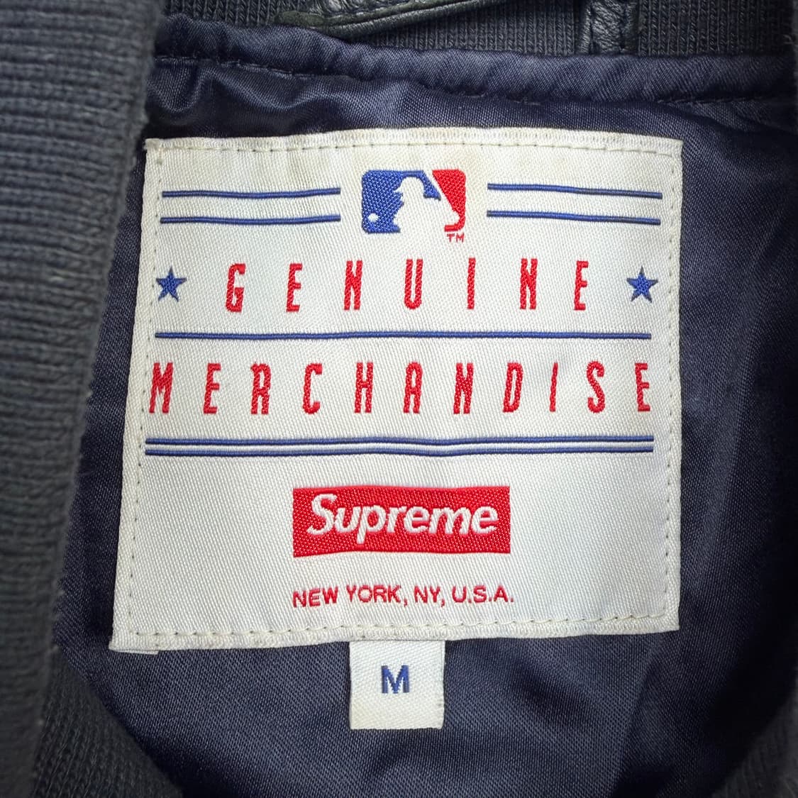 슈프림 X 뉴욕 양키스 네이비 레더 바시티 자켓 M 상품이미지7
