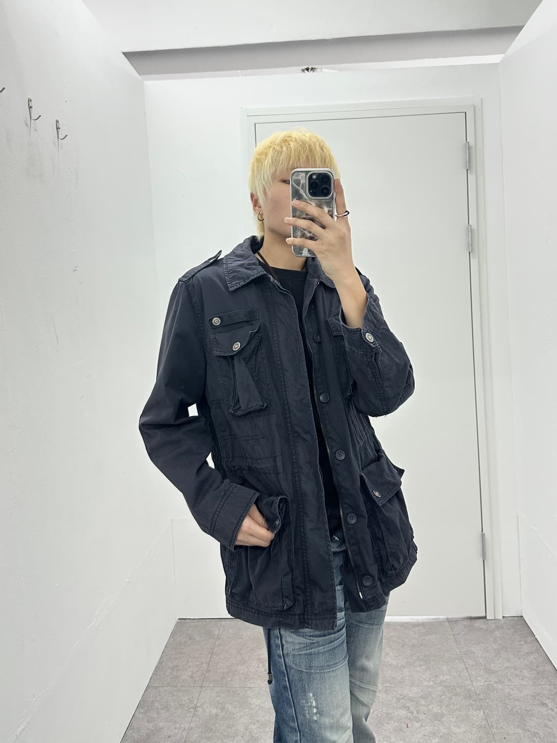 Vintage washed navy multi pocket jacket 상품이미지2