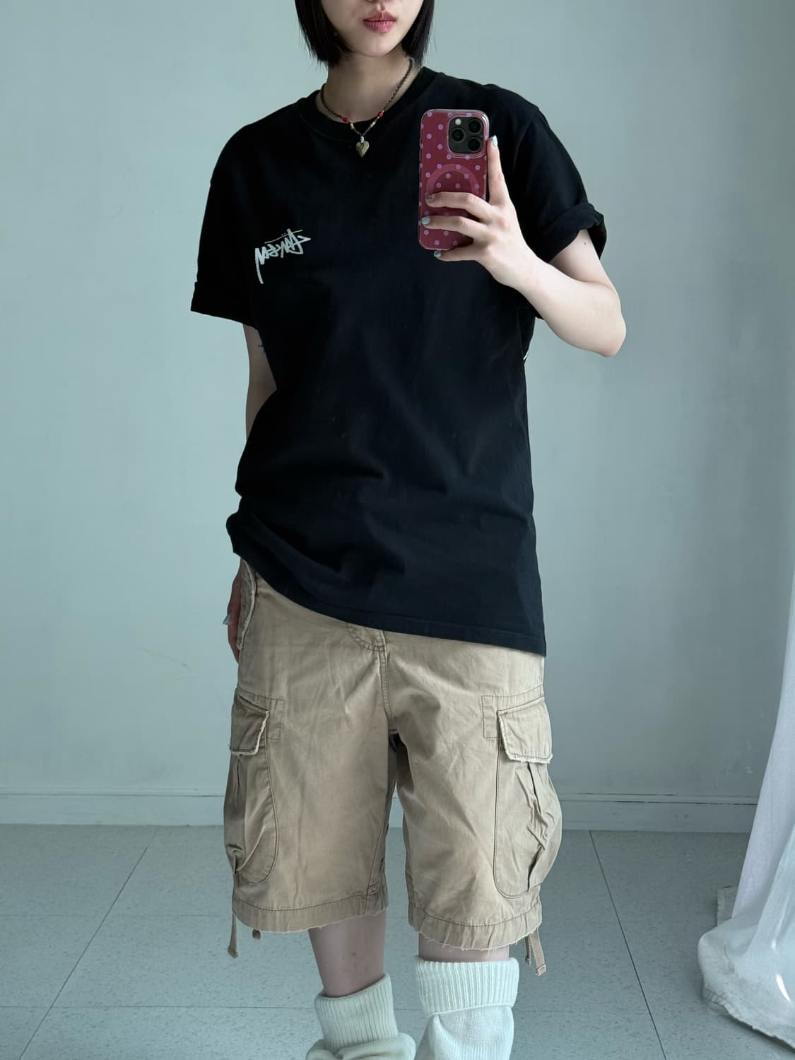빈티지 베이지 카고 버뮤다 팬츠 상품이미지5