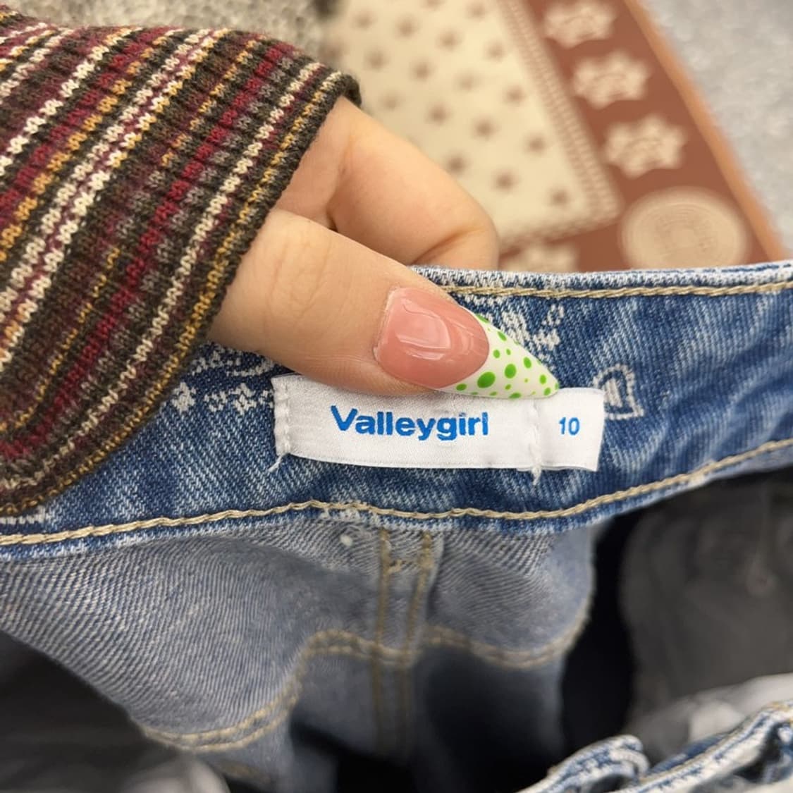 밸리걸 빈티지 코지룩 페이즐리 패치워크 데님팬츠 10 C09102 상품이미지5