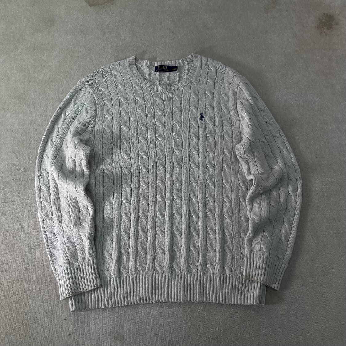 100 폴로랄프로렌 라이트그레이 꽈배기 니트 상품이미지1