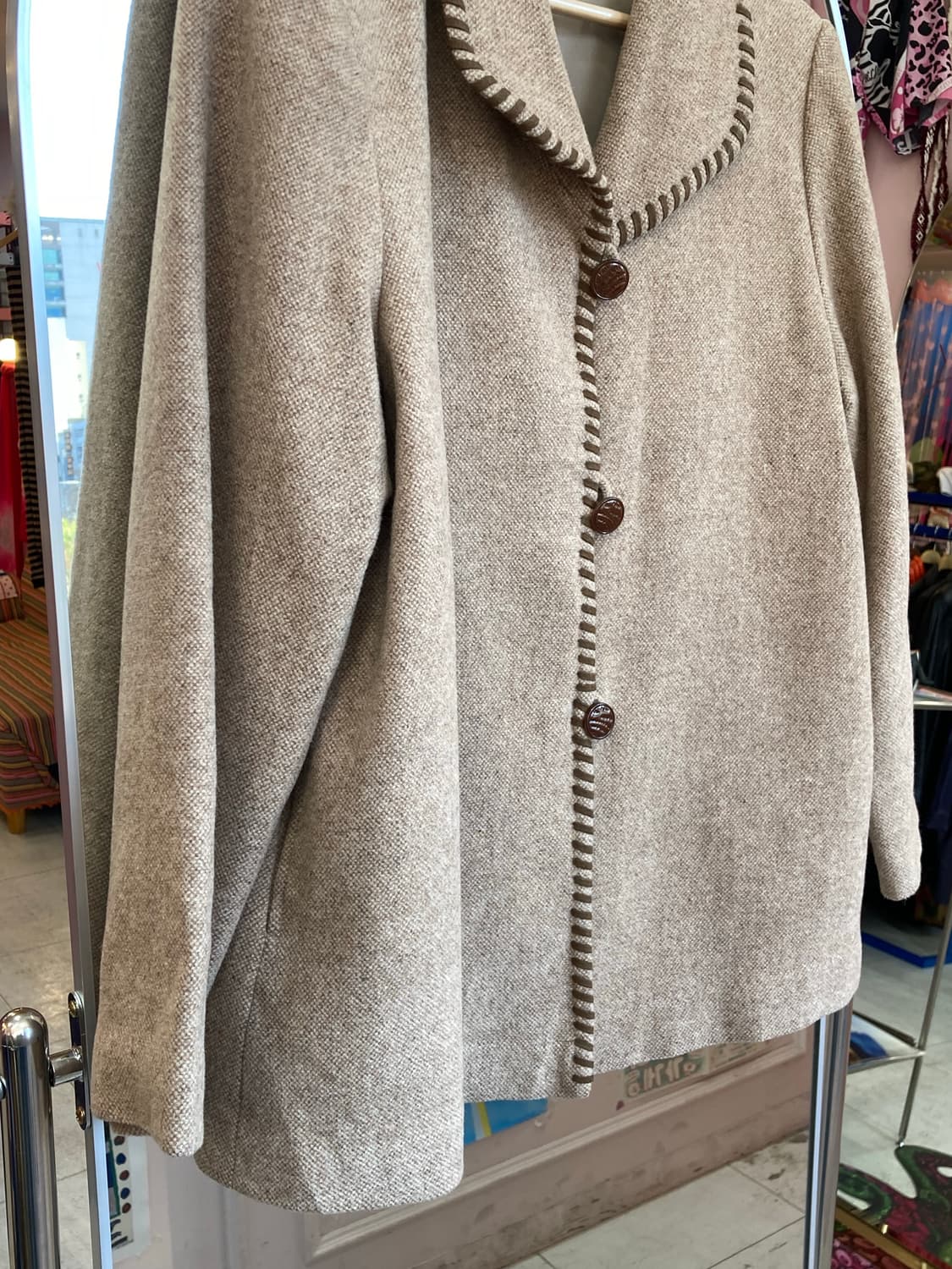 빈티지 브라운 버튼 미디 코트 상품이미지3