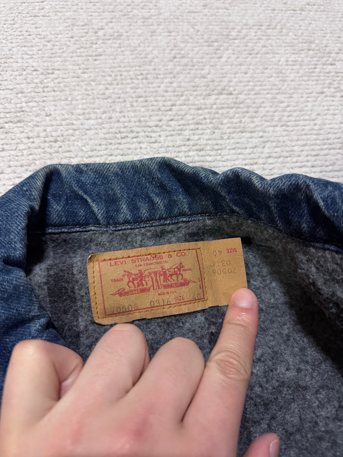 80s USA Levi’s 70506-0316 데님 자켓 40사이즈 상품이미지4