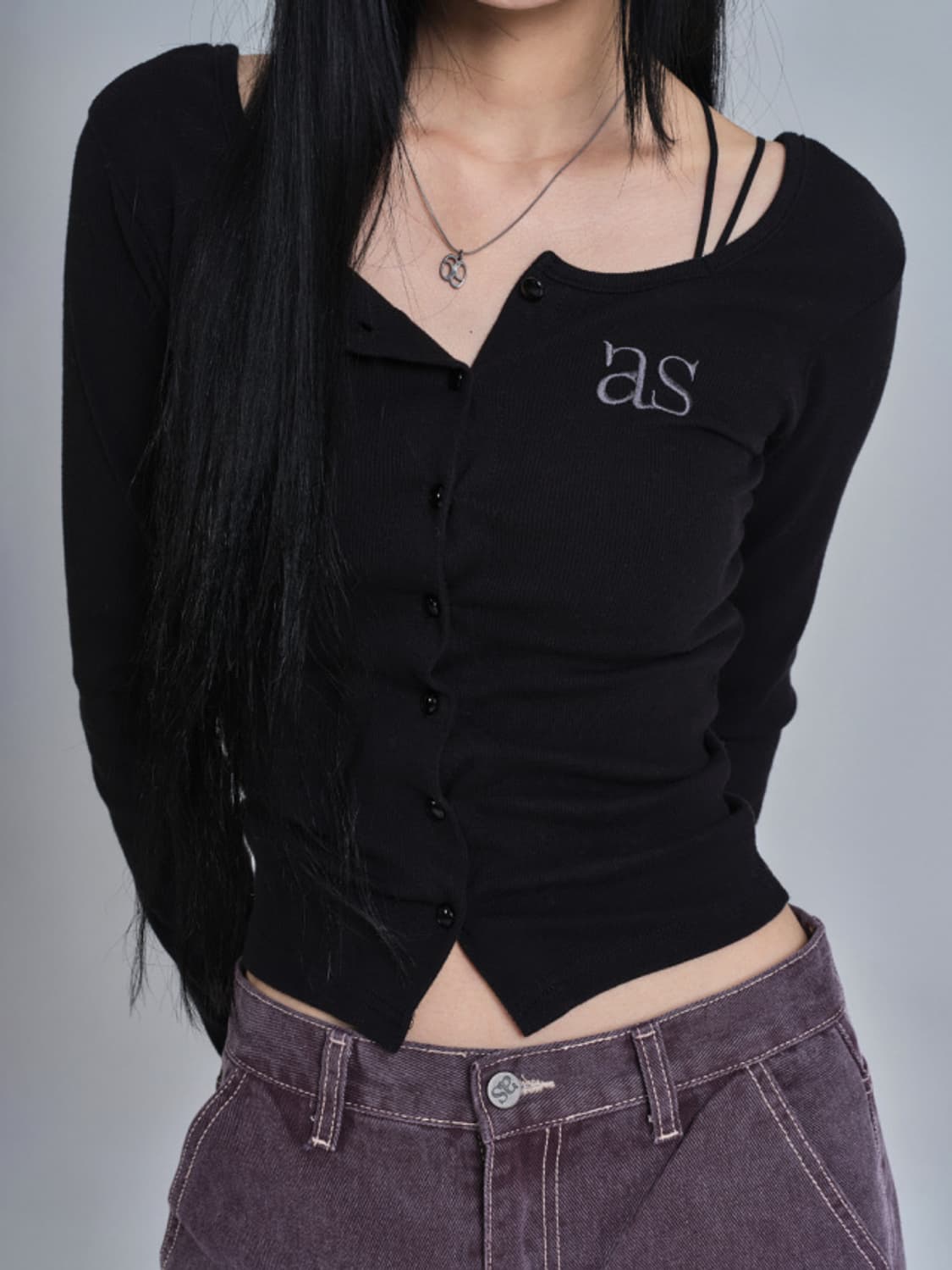 SICILY BUTTON CARDIGAN / BLACK 상품이미지1