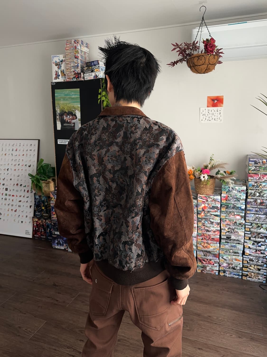 플로럴 레이스 디테일 레더 봄버 상품이미지6