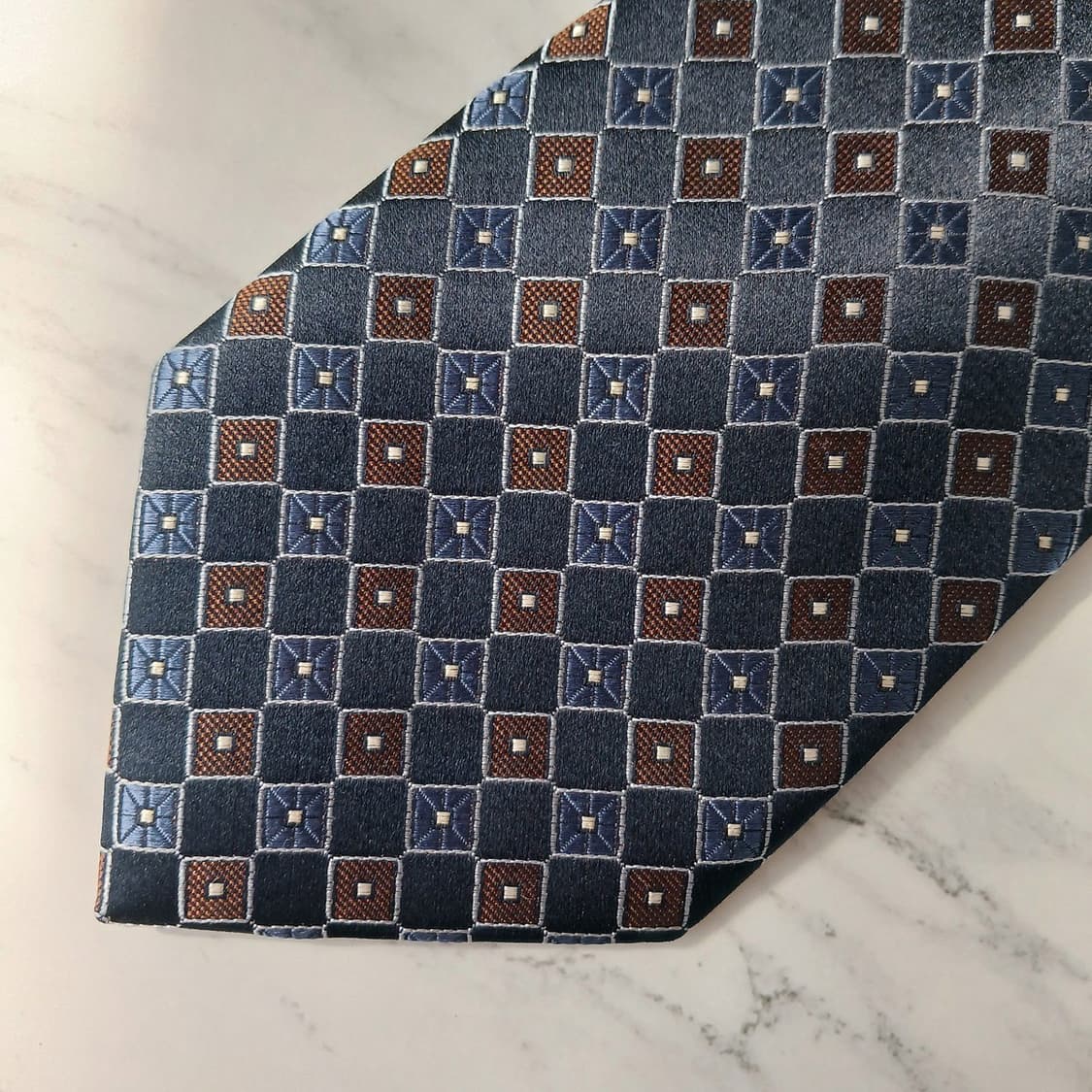 에르메네질도 제냐 기하학 자카드 넥타이 9cm S~A+등급 E896 상품이미지6