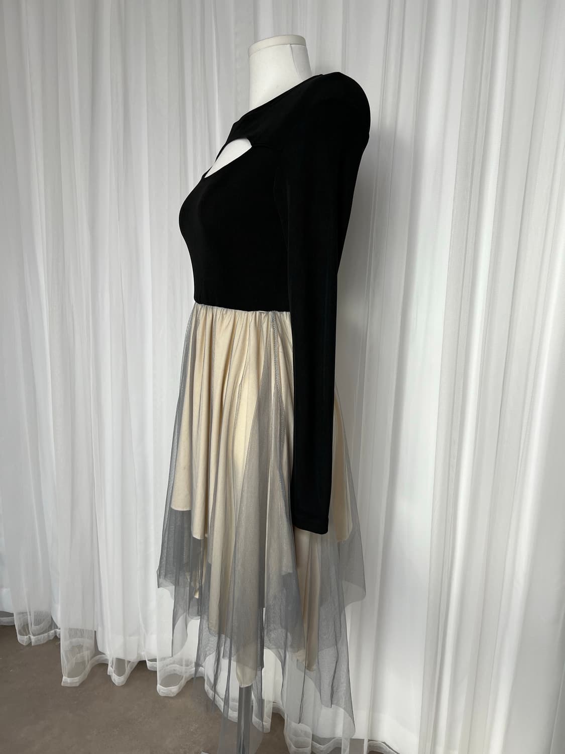 [새상품]발레리나 배색 캉캉 미들트임 레이어드 원피스 상품이미지7