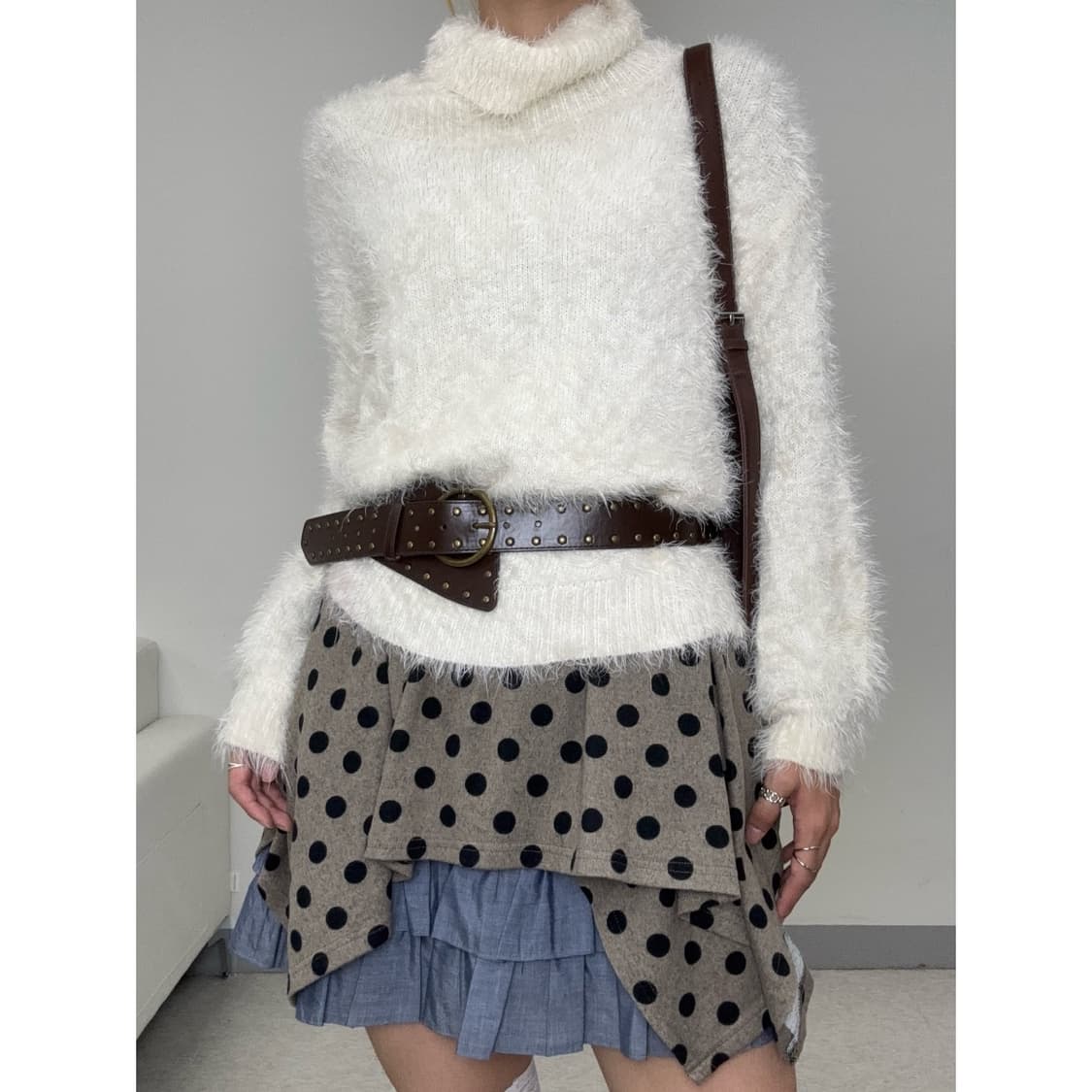 빈티지 아이보리 퍼 니트 상품이미지1