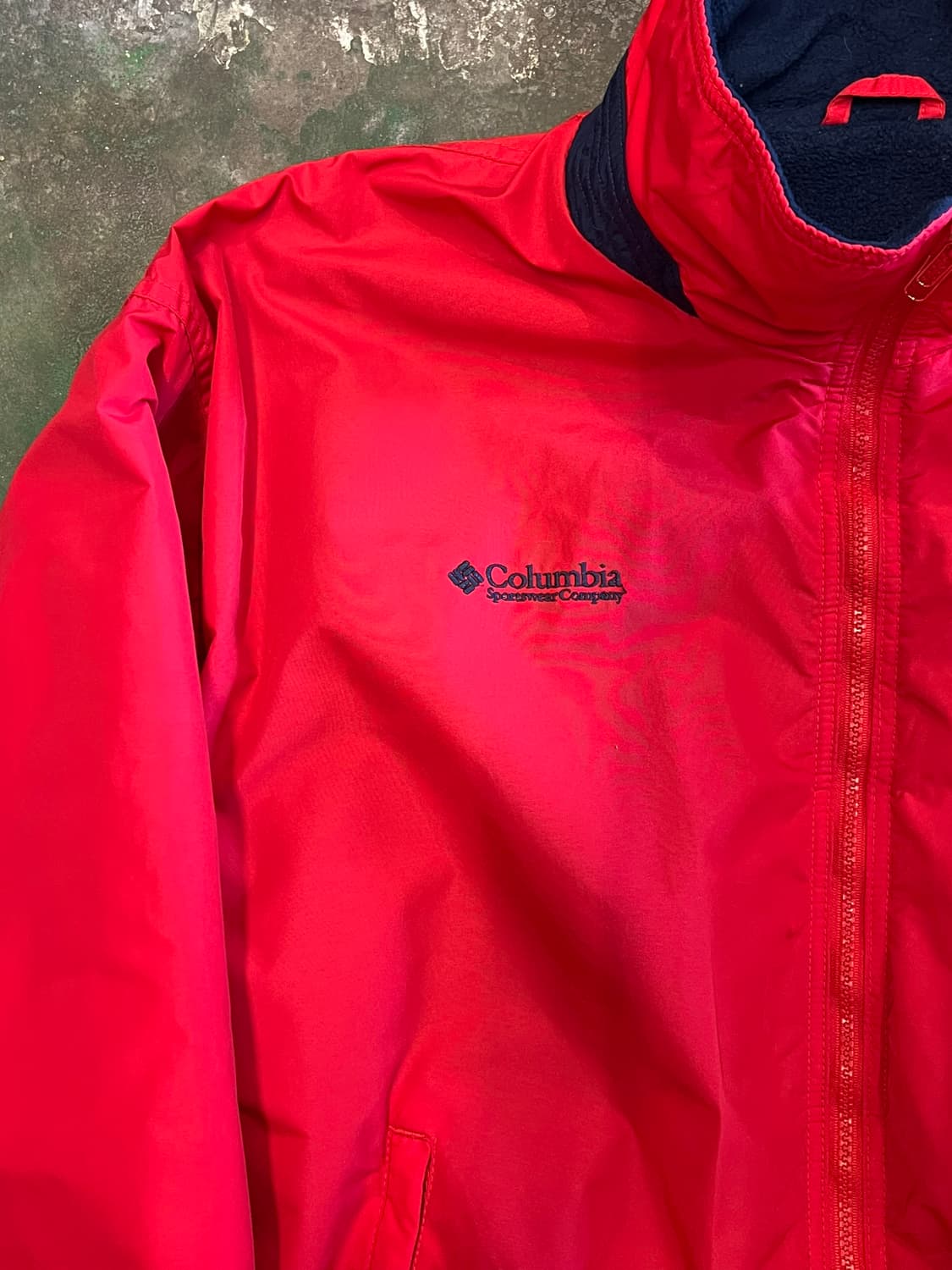 90's 올드 콜롬비아 플리스 안감 레드 바람막이 집업 빈티지 자켓 상품이미지4