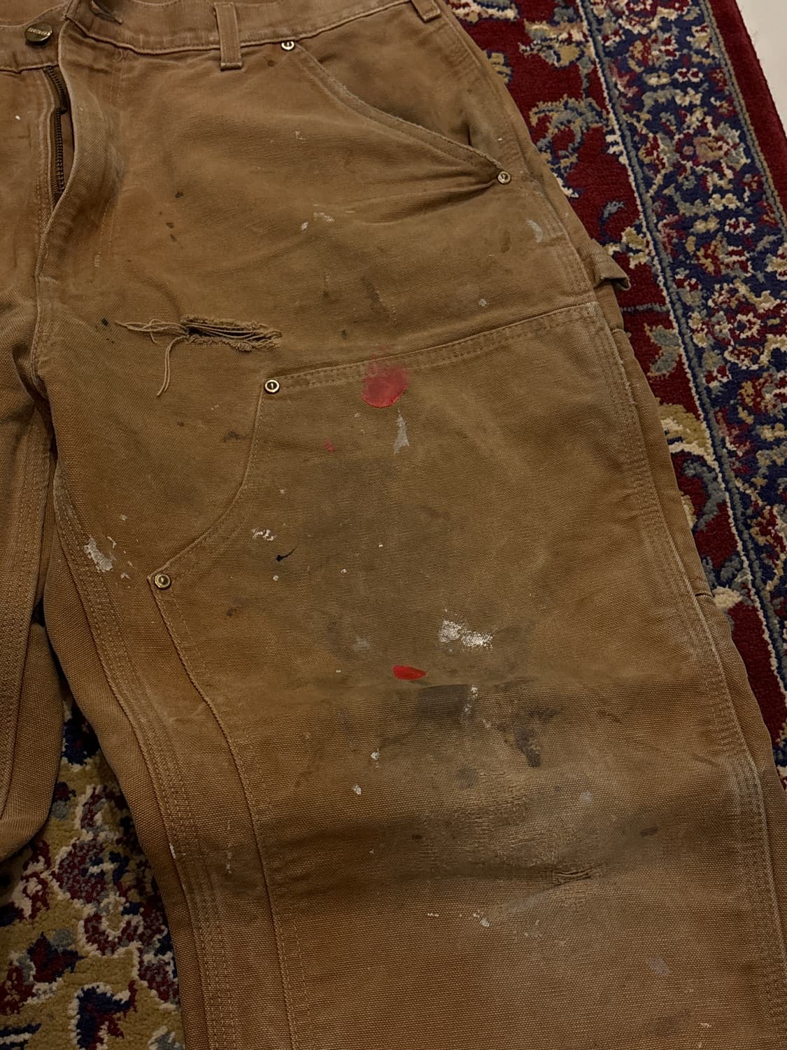 [B136] 빈티지 칼하트 더블니 브라운 썩블니 덩가리핏  상품이미지4