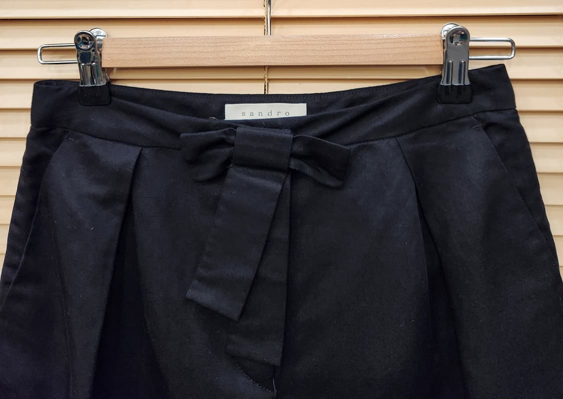 (새상품)산드로 블랙 리본 린넨 미니스커트 상품이미지3