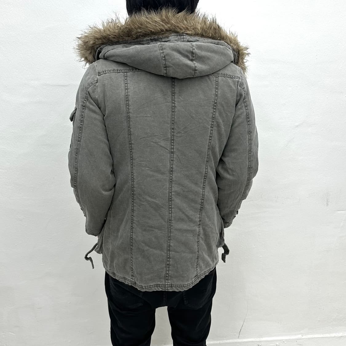 Denim buckle detail fur jacket 상품이미지3