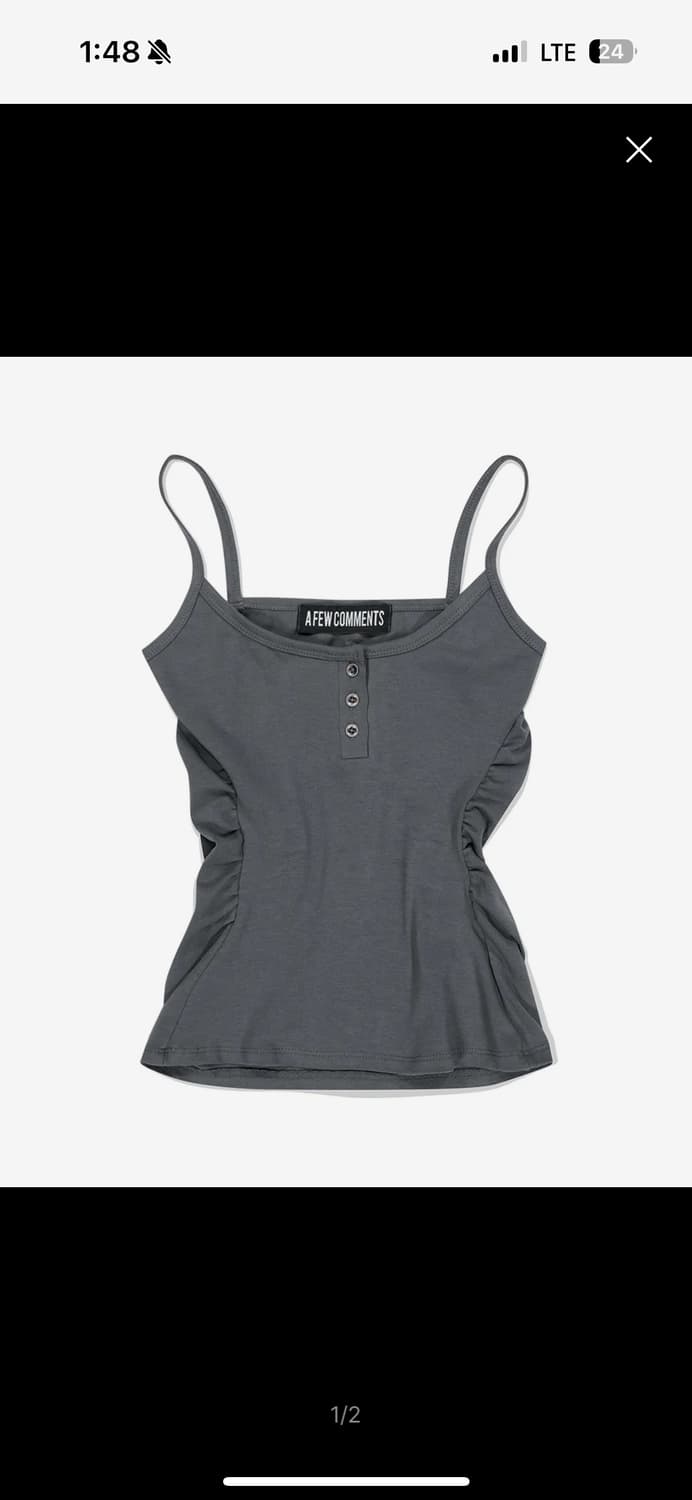 어퓨커먼츠 메탈 버튼 셔링 탱크탑 CHARCOAL 상품이미지1