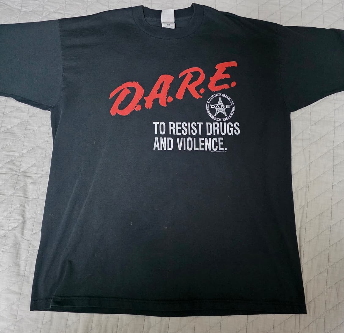 [XL] 90s 빈티지 DARE 티셔츠 블랙 ver. 후룻4 블리칭 상품이미지1