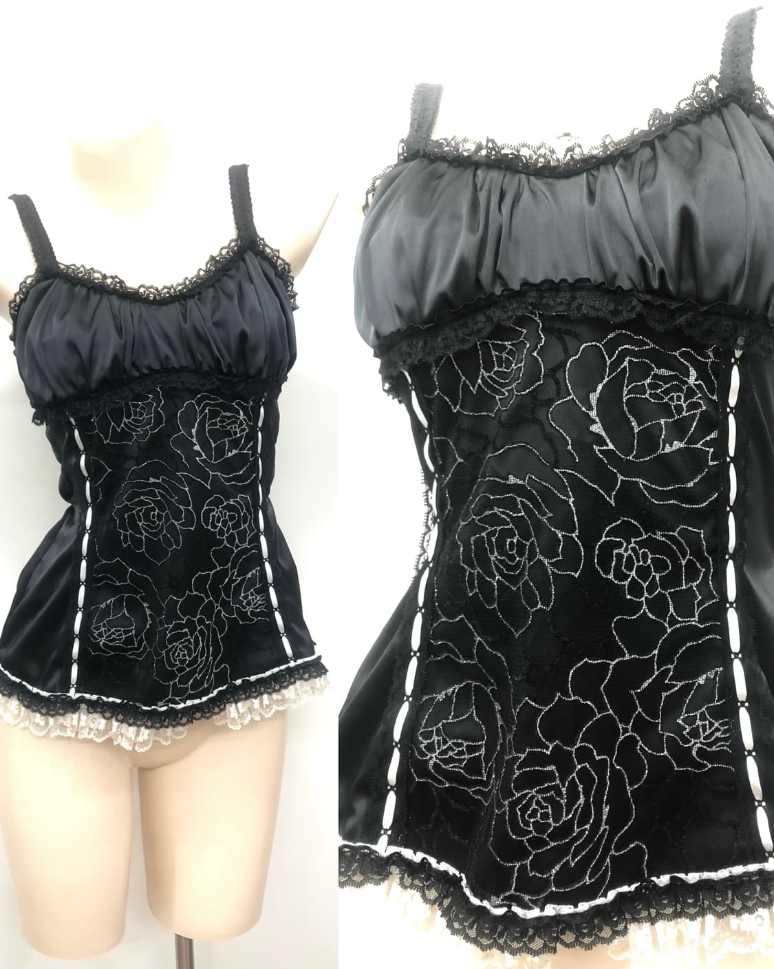black rose detail lace sleeveless 상품이미지1