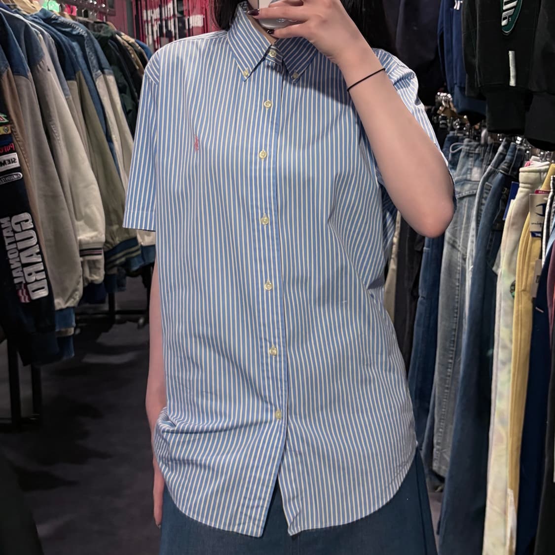 [IM] 폴로랄프로렌 스트라이프 반팔 셔츠 블루 상품이미지4