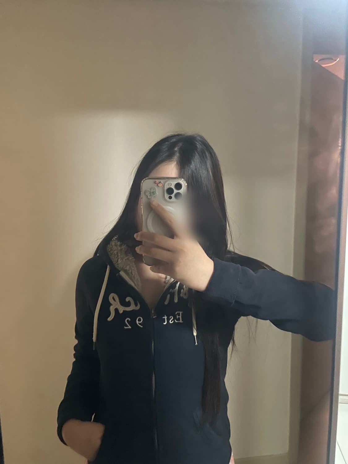 아베크롬비 양털 네이비 후드집업 희귀템 상품이미지4