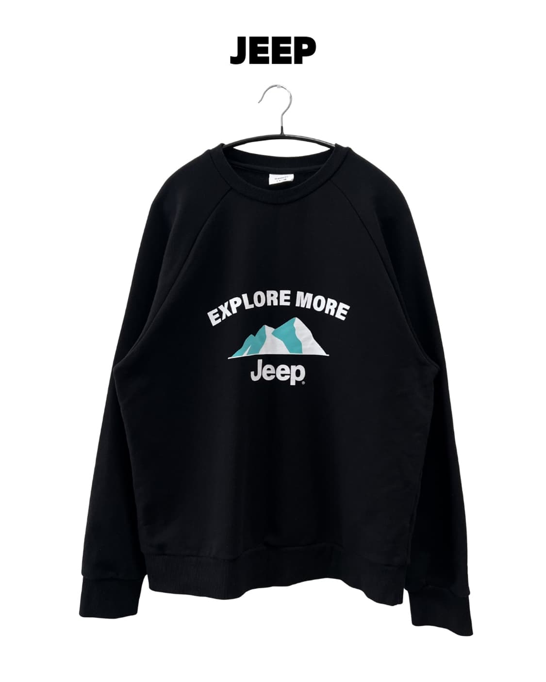 JEEP 로고 프린팅 맨투맨 블랙 상품이미지1