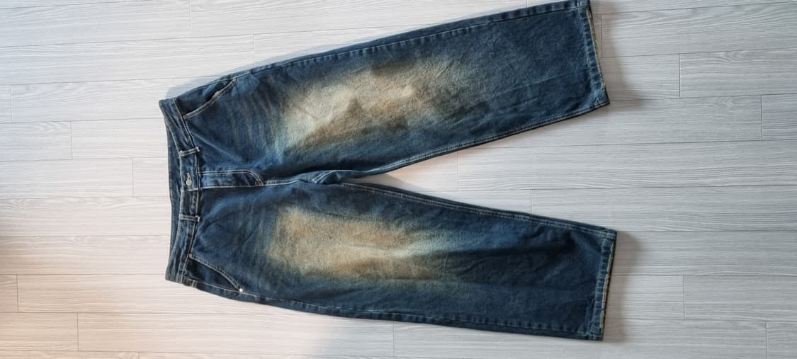 제멋 옐로우 워싱 와이드 데님팬츠 인디고 상품이미지3