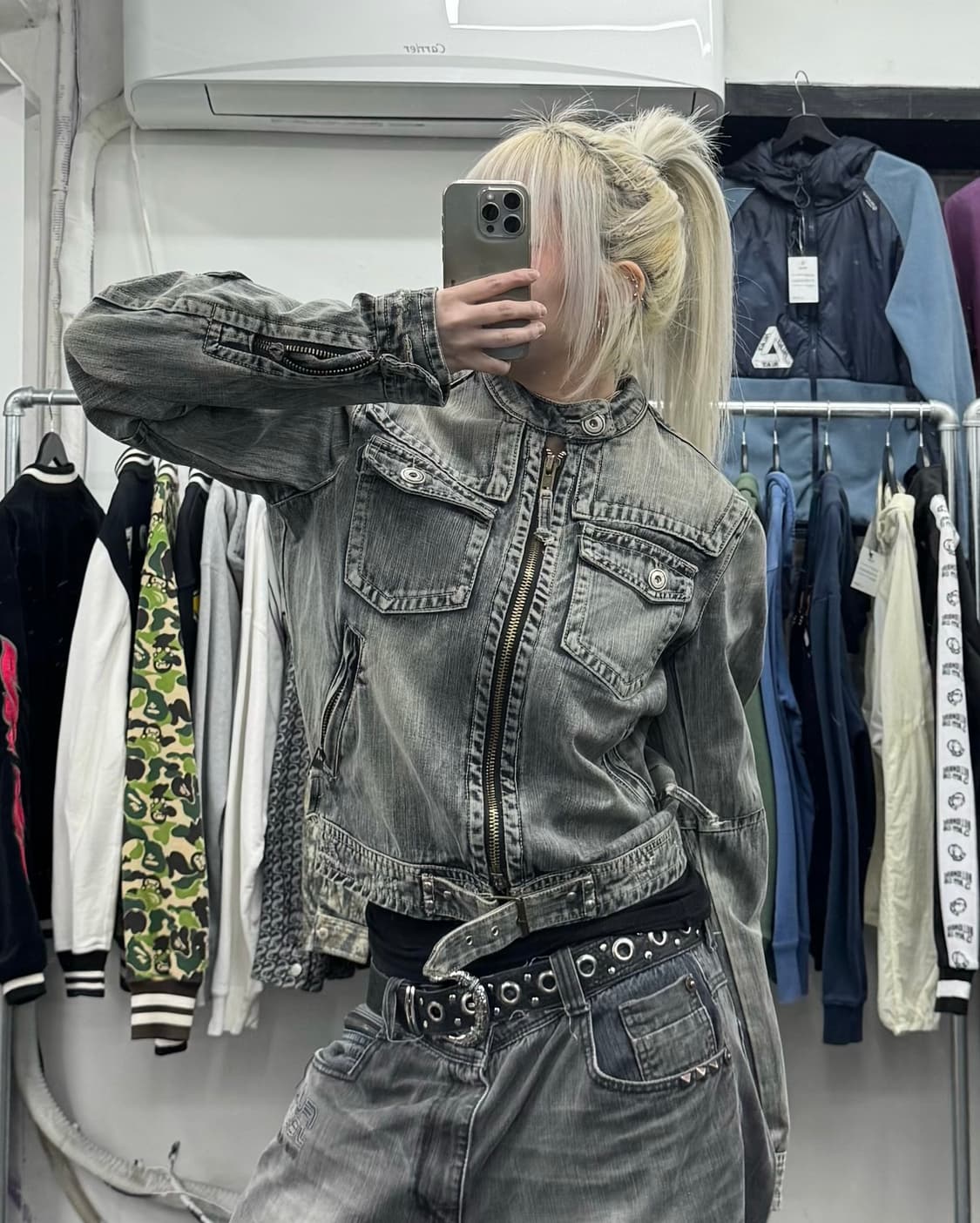 VTG Y2K 그런지 데님 바이커 자켓 상품이미지3