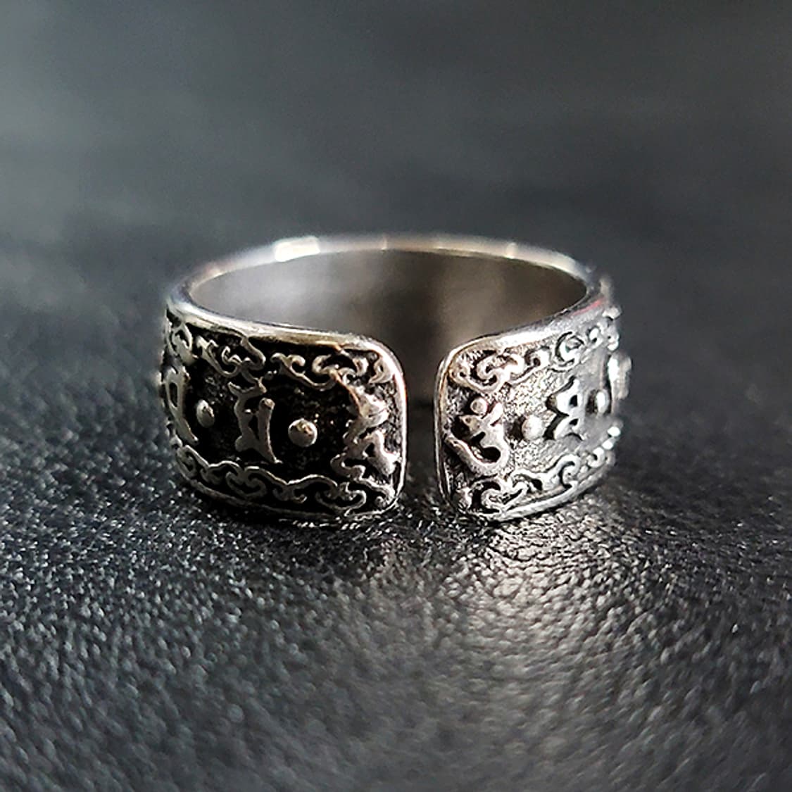 Karma 실버 남자 엔틱 빈티지 명품 수호신 불교 반지 상품이미지4