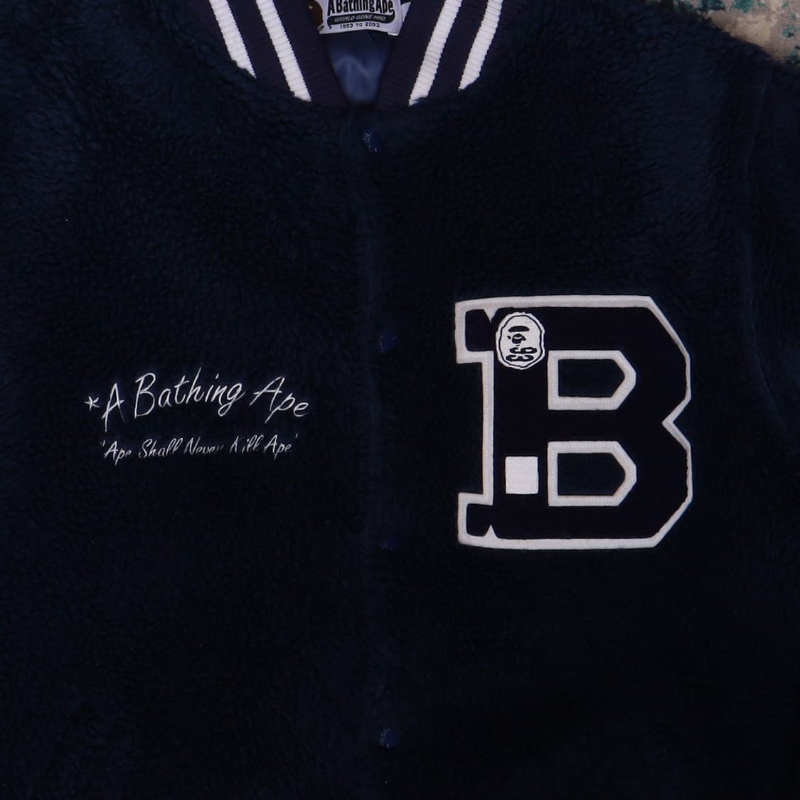 Bape 베이프 00년대 후리스 바시티 자켓 네이비 L 상품이미지2