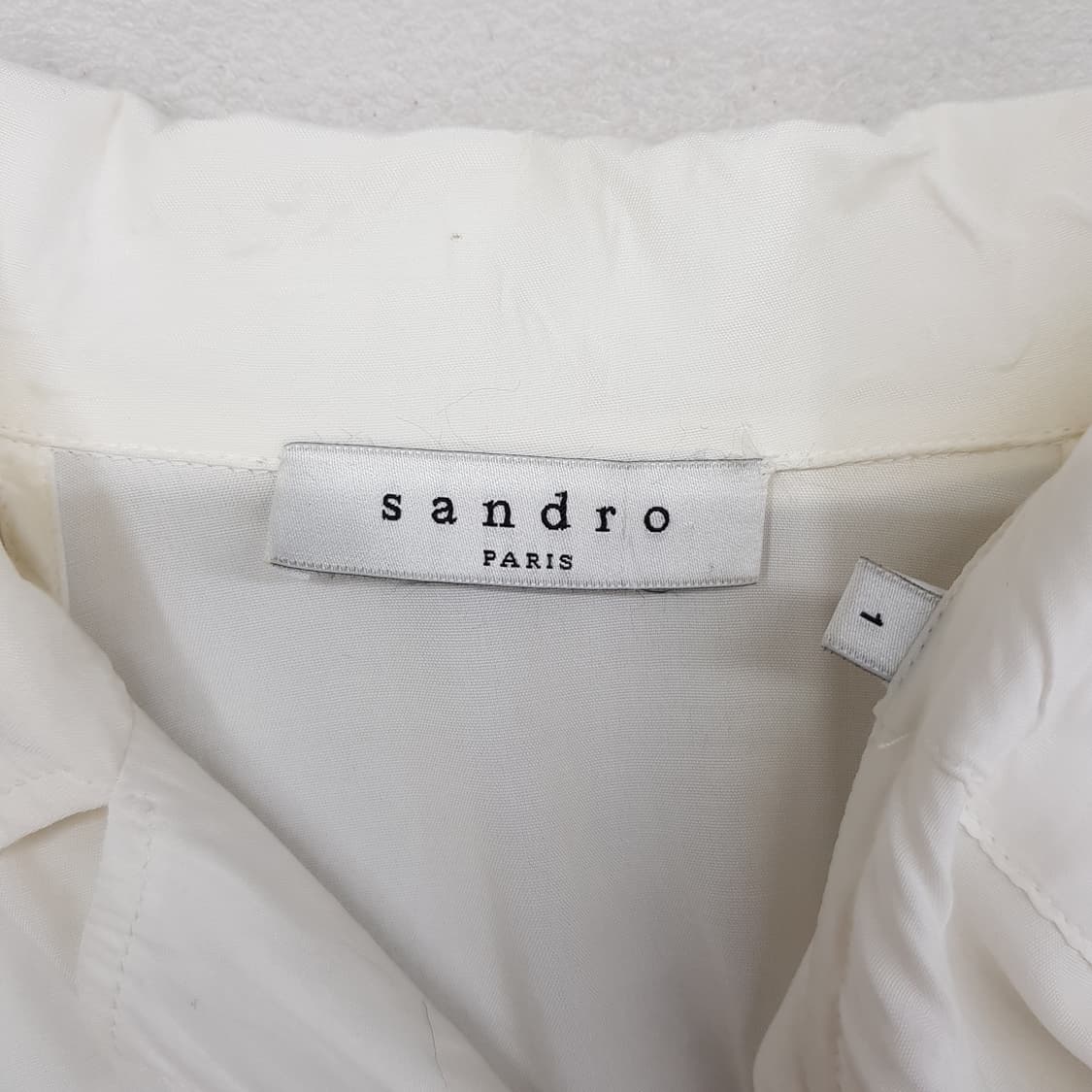 SANDRO 산드로 루즈핏 오픈카라 화이트 블라우스 1사이즈 상품이미지6