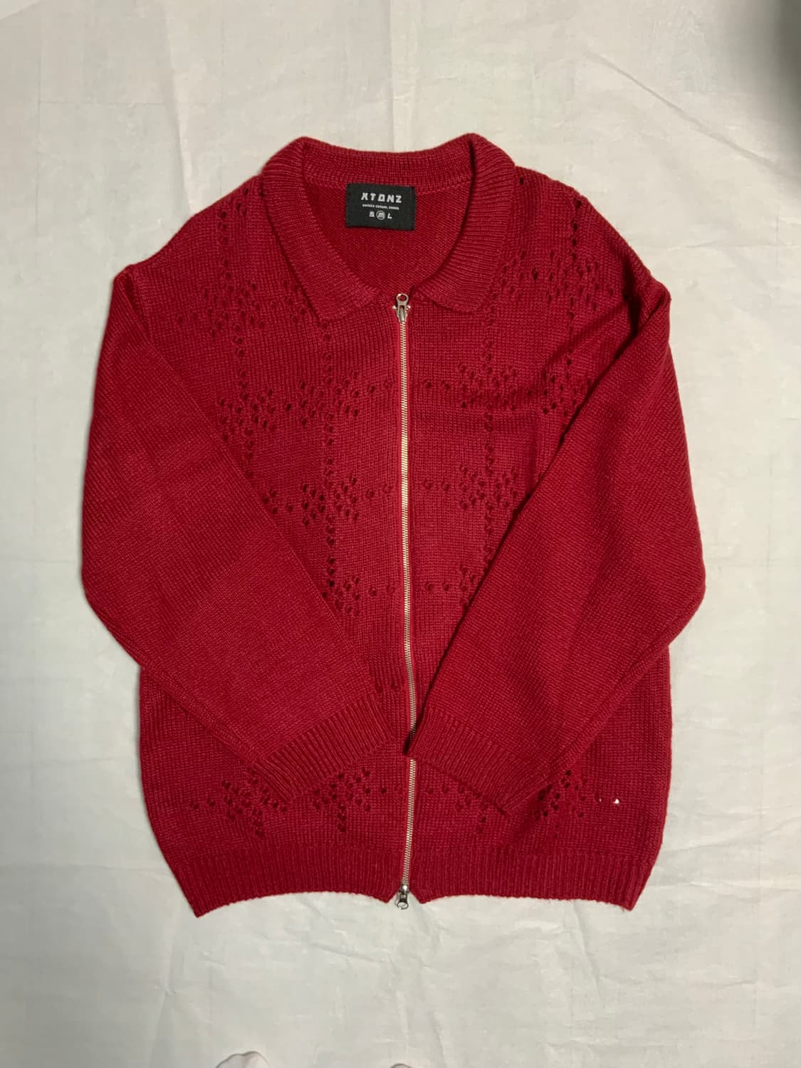 엑스톤즈 펀칭 니트 집업 가디건 M 상품이미지2