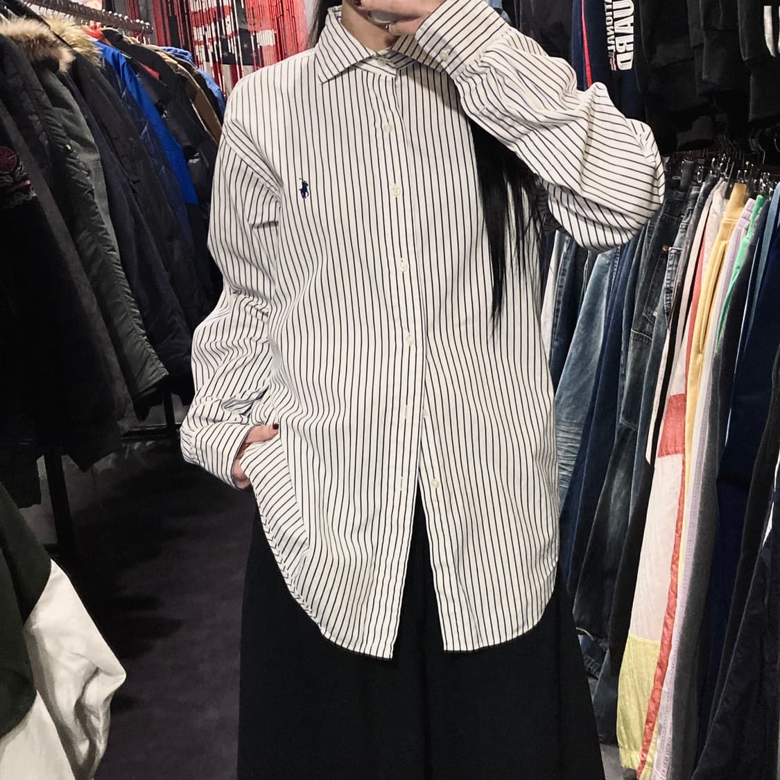 [IM]폴로 랄프로렌 펜슬 스트라이프 블루 셔츠 상품이미지2