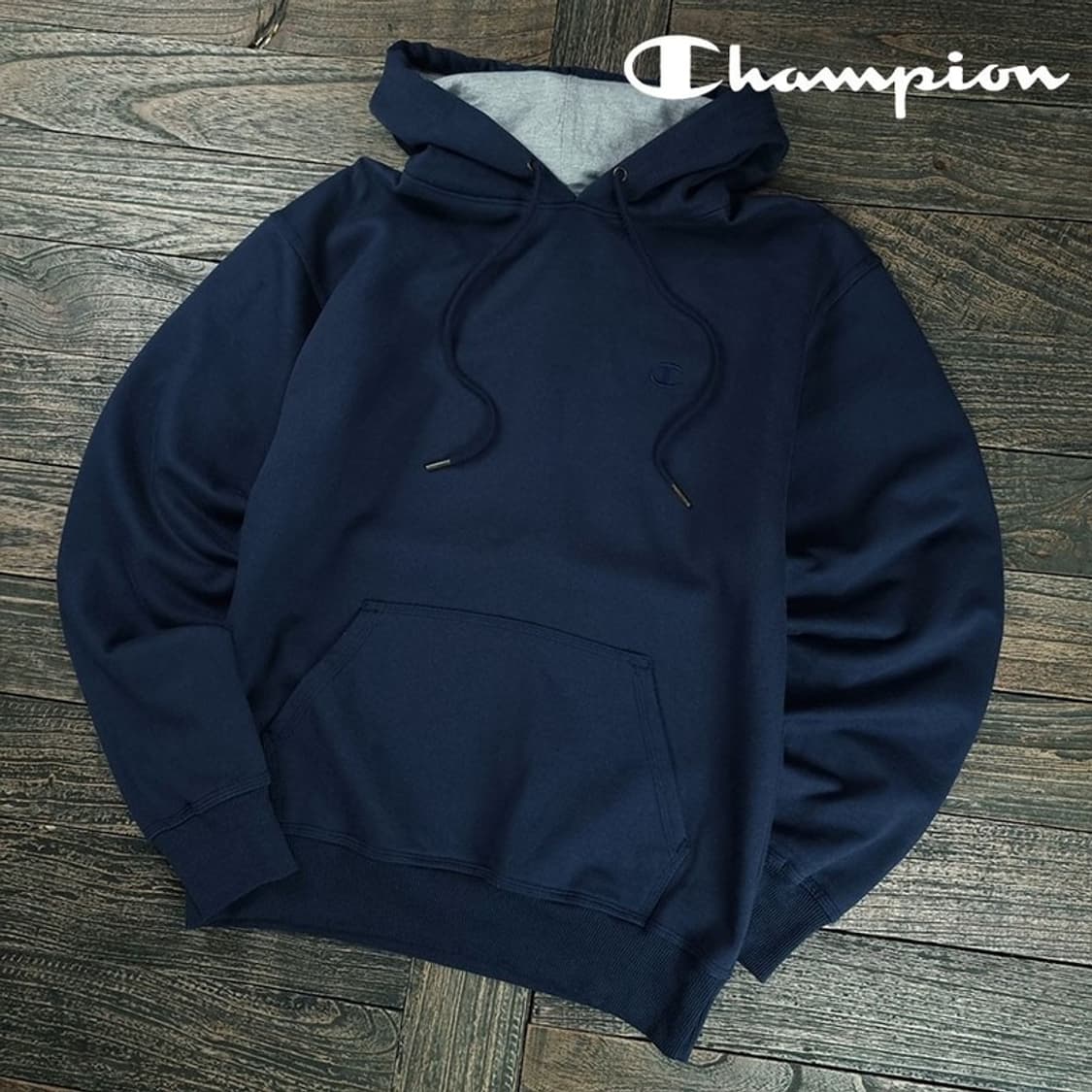 [챔피온] 로고 자수 후드티 네이비 M19409 상품이미지1