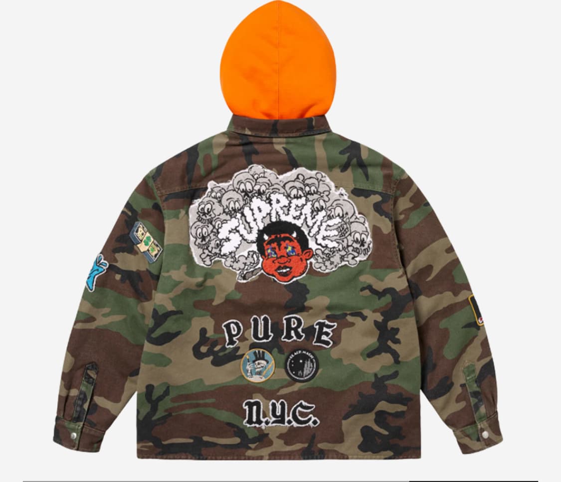 Supreme Patches Hooded Zip Up Shirt M사이즈 상품이미지4