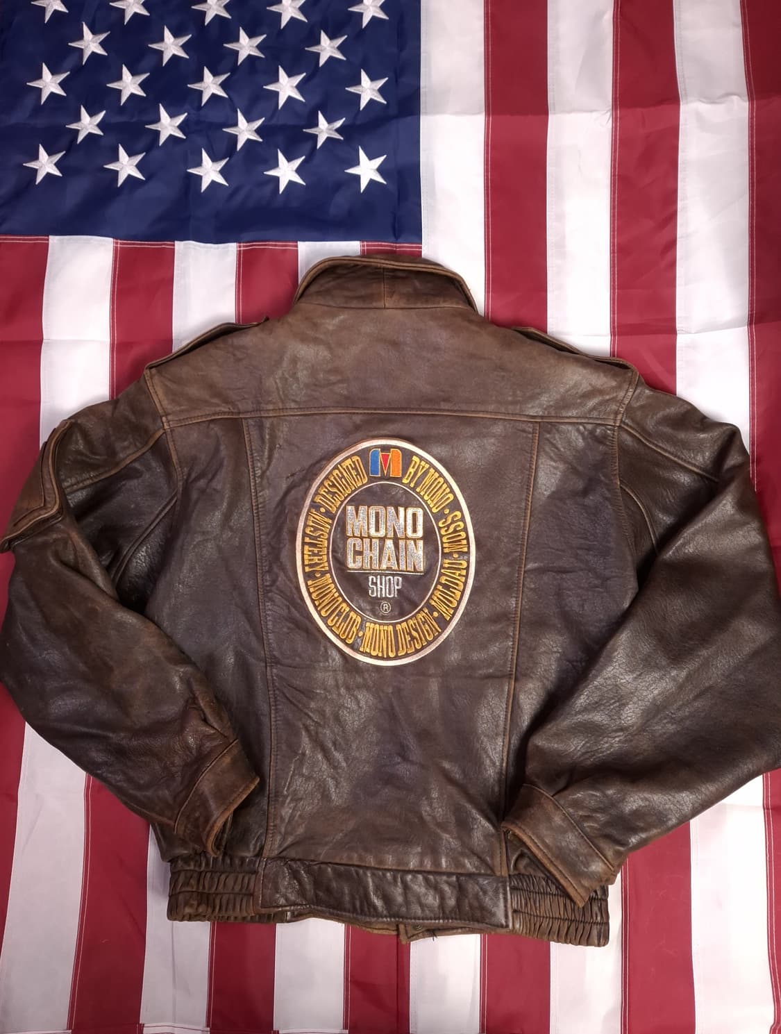 90's 국내산 MONO CHAIN 리얼레더 빈티지 항공자켓 상품이미지1