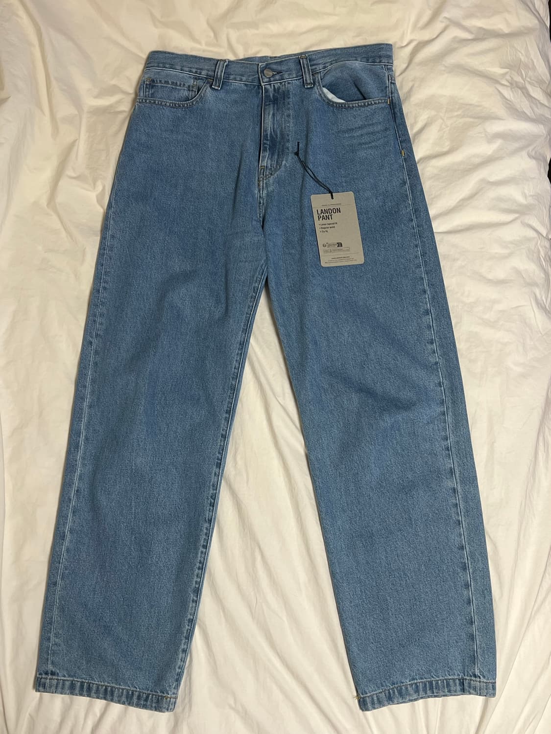 칼하트wip 랜든 팬츠 블루 헤비 스톤 워시 32사이즈 상품이미지1