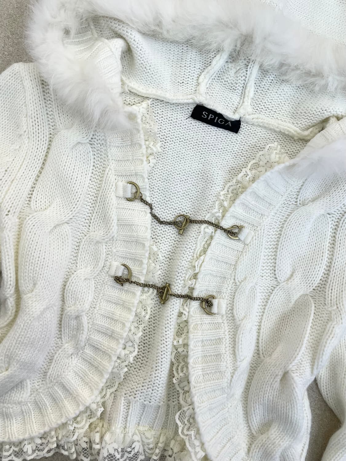 퍼후드 버클 레이스 가디건 상품이미지3