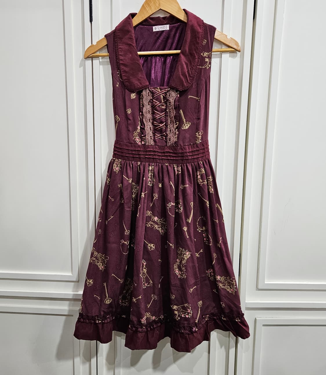 axes femme 버건디 키 프린트 원피스 상품이미지1