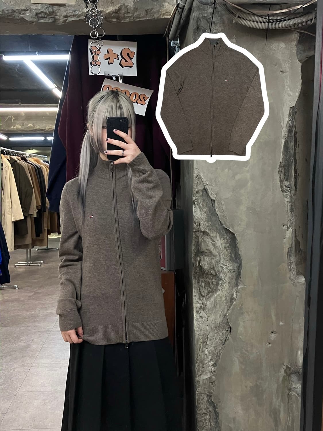 타미힐피거 투웨이 집업 가디건 브라운 XS #csz3539 상품이미지1