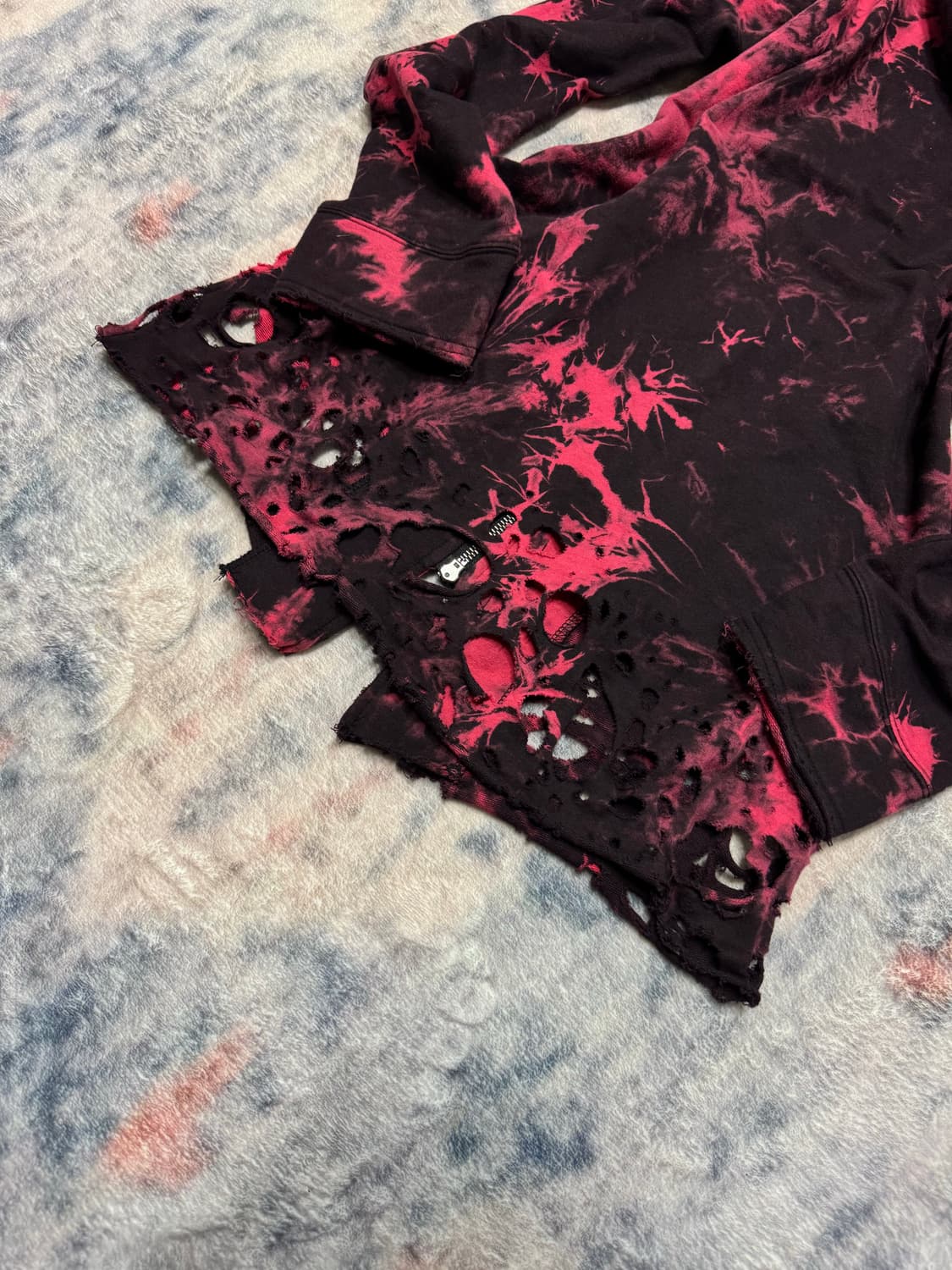 Xfrm 00s red destruction damaged hoodie 상품이미지7