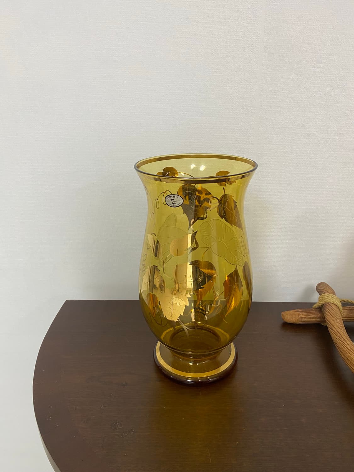 체코 보헤미아 크리스탈 앰버 화병 상품이미지1