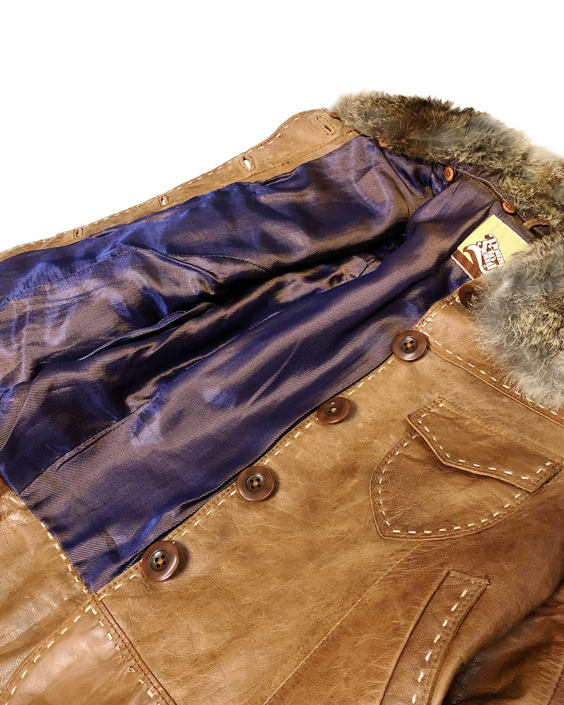 Vintage 브라운 스티치 양가죽 자켓 상품이미지8