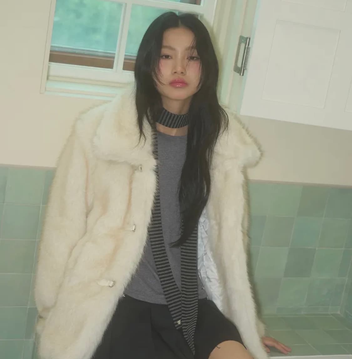 일리고 시어링 퍼 자켓 아이보리 상품이미지2