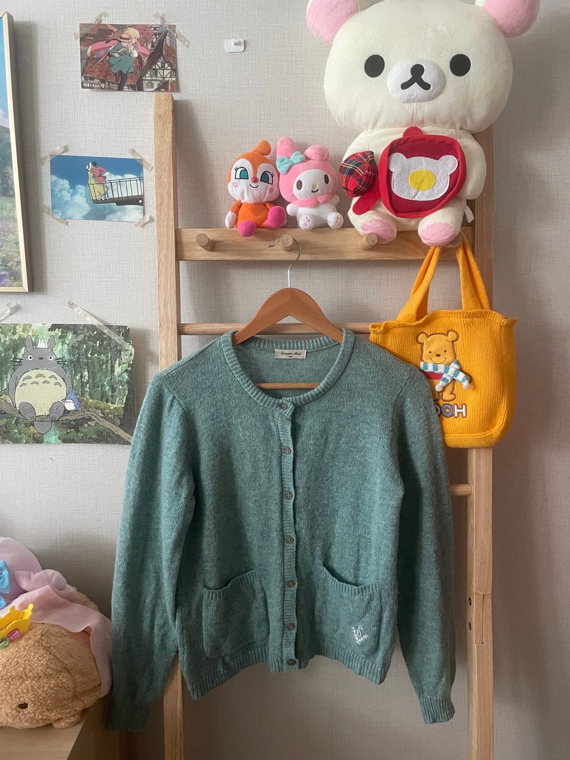 모리걸 빈티지 사만사모스 울 포함 민트 가디건🩵 상품이미지1