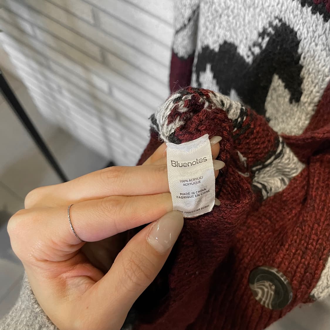 CANADA VINTAGE 코위찬 니트 가디건 그래픽 패턴 디테일 레드 상품이미지6