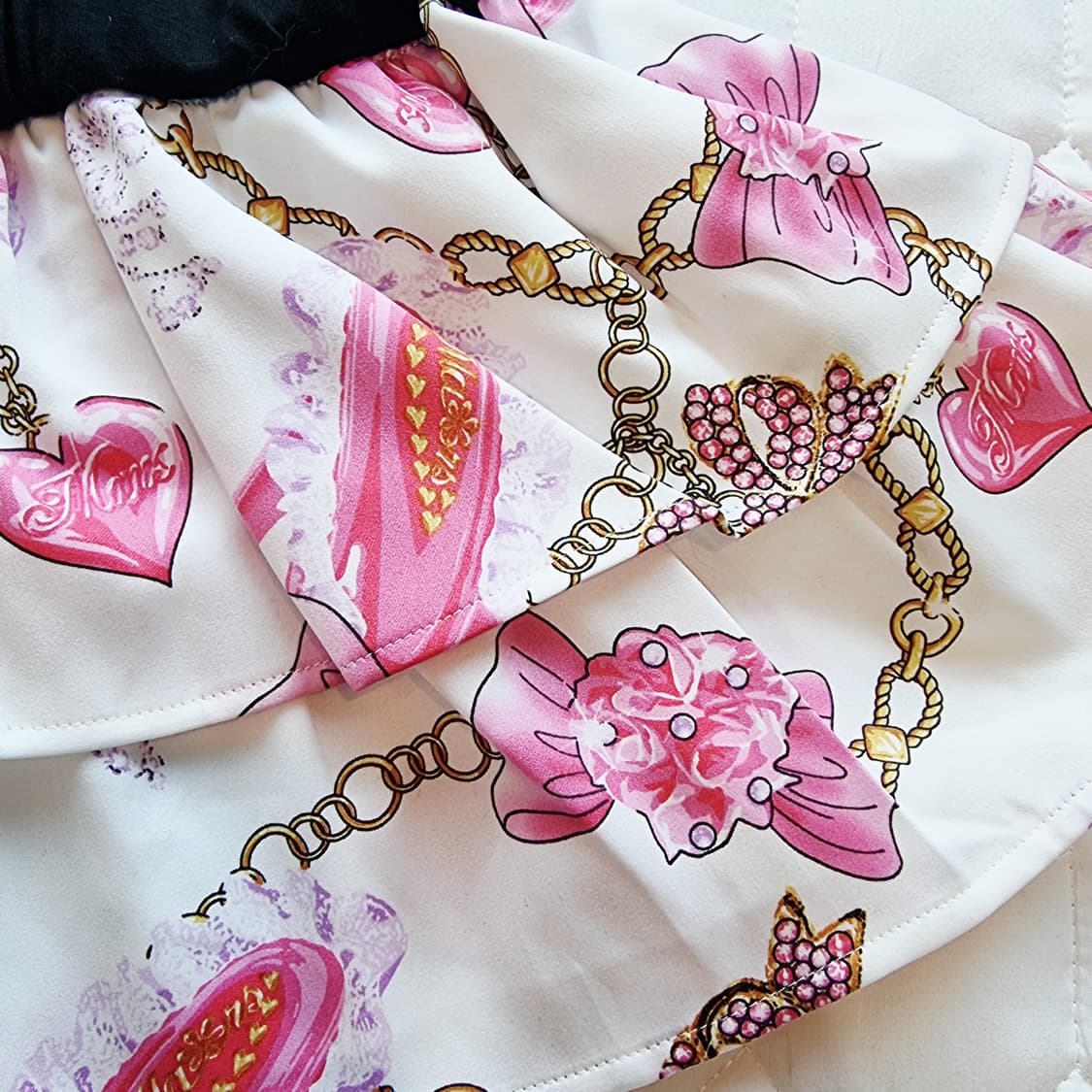 Ma rs(마즈)하트쥬얼 체인 베이비핑크 프릴 바디콘 원피스 상품이미지3