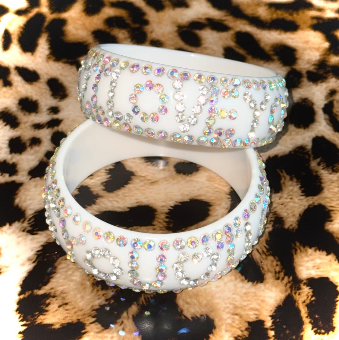 I LoVE YoU♡ 갸루 화이트 큐빅 뱅글 팔찌 상품이미지2