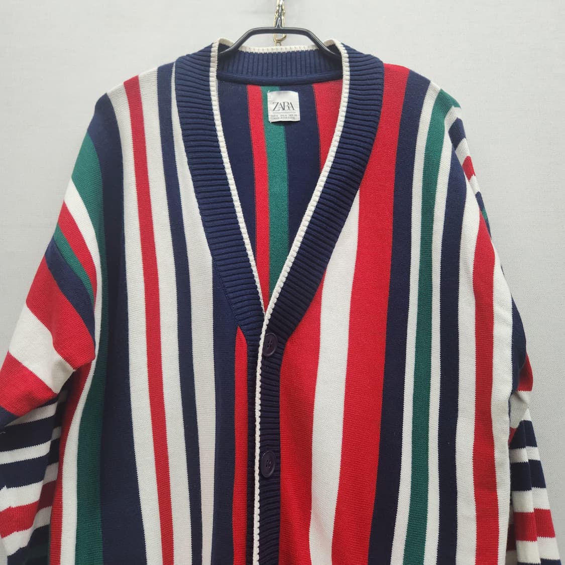 자라 멀티컬러 스트라이프 코튼 니트 가디건 M(L) 상품이미지2